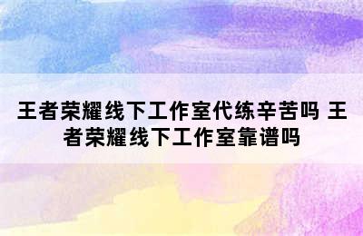 王者荣耀线下工作室代练辛苦吗 王者荣耀线下工作室靠谱吗